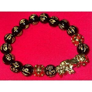 Ming Dynasty FengShui Chinese Dragon Black Obsidian Bracelet
